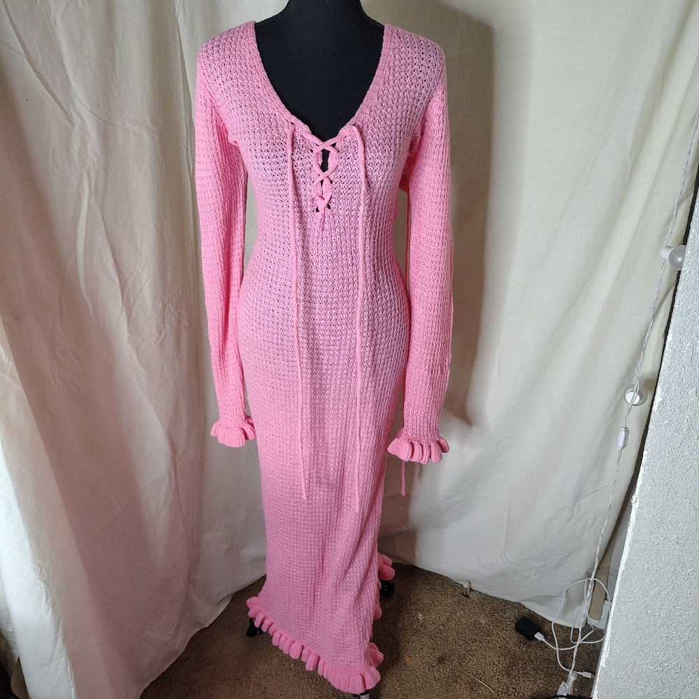 SHEIN Sexy Rosy Textured Knit  JumpSuit
